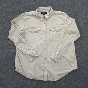 Filson Shirt Womens Large White Birch Scout Twill Hike Camp Outdoors Work‎ Wear